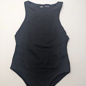ZARA ONE PIECE HALTER NECK BLACK BODY SUIT SIZE SMALL NEVER USED